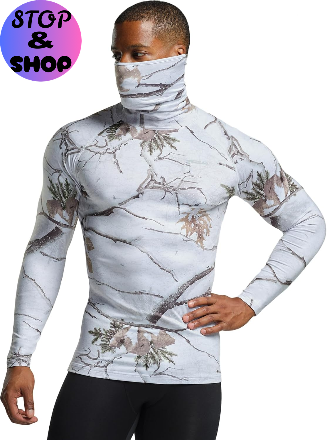 Men'S UPF 50+ Mock Long Sleeve Compression Shirts, Athletic Workout Shirt, Base Layer for Water Sports