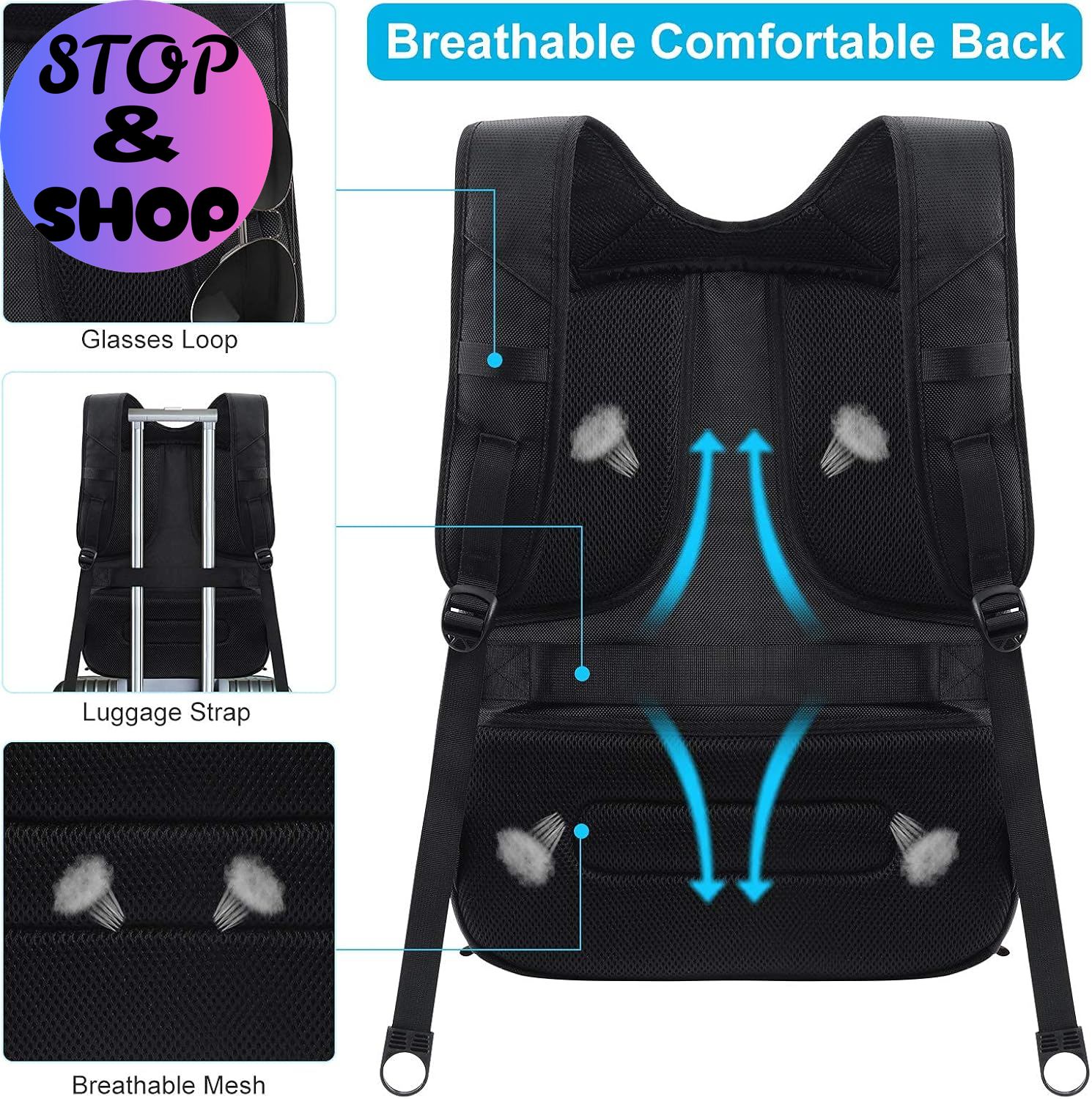 Extra Large Travel Backpack for Men Women: 17 in Laptop Backpacks for School, anti Theft TSA Travel Bag with USB Charging Port, Business Computer Bag (Black)