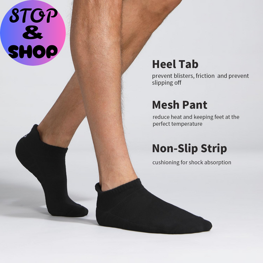 Athletic Running Ankle Socks, Low Cut Cushioned Anti-Blister Tab Sports Socks Men Women 6Pairs