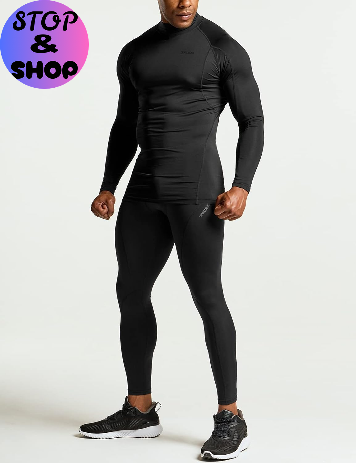 Men'S UPF 50+ Mock Long Sleeve Compression Shirts, Athletic Workout Shirt, Base Layer for Water Sports