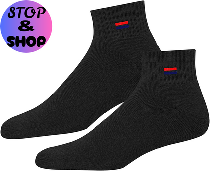 Men'S Cotton Socks Athletic Quarter Socks for Running, Training, Casual Wear Pack of 6