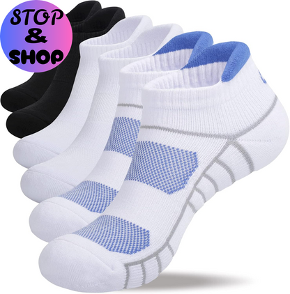 Athletic Running Ankle Socks, Low Cut Cushioned Anti-Blister Tab Sports Socks Men Women 6Pairs
