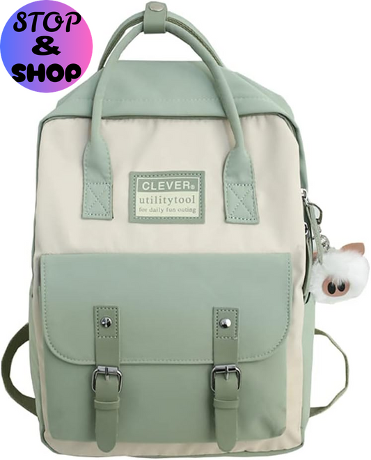 Aesthetic Backpack Cute Kawaii Backpack for School Backpack Cute Aesthetic (Light Green)