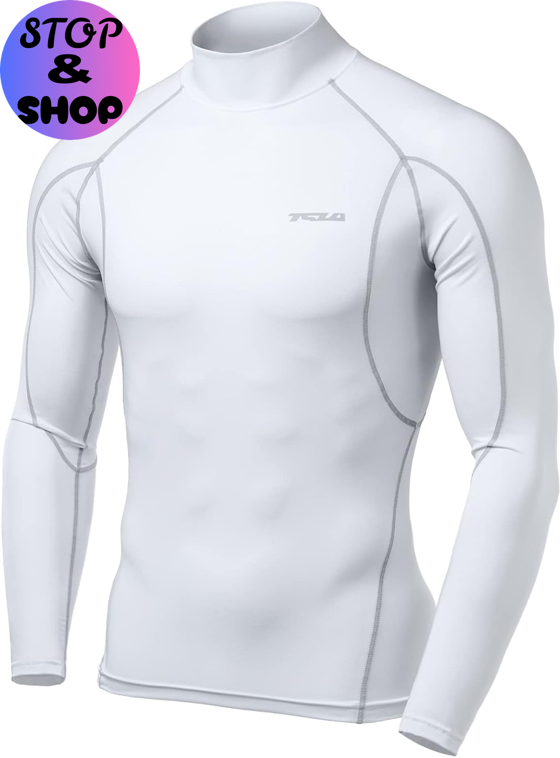 Men'S UPF 50+ Mock Long Sleeve Compression Shirts, Athletic Workout Shirt, Base Layer for Water Sports