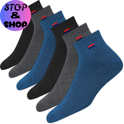Men'S Cotton Socks Athletic Quarter Socks for Running, Training, Casual Wear Pack of 6
