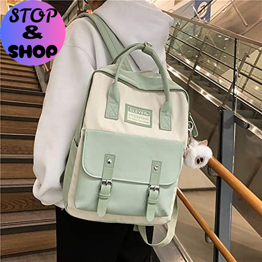 Aesthetic Backpack Cute Kawaii Backpack for School Backpack Cute Aesthetic (Light Green)
