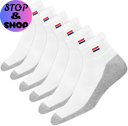 Men'S Cotton Socks Athletic Quarter Socks for Running, Training, Casual Wear Pack of 6