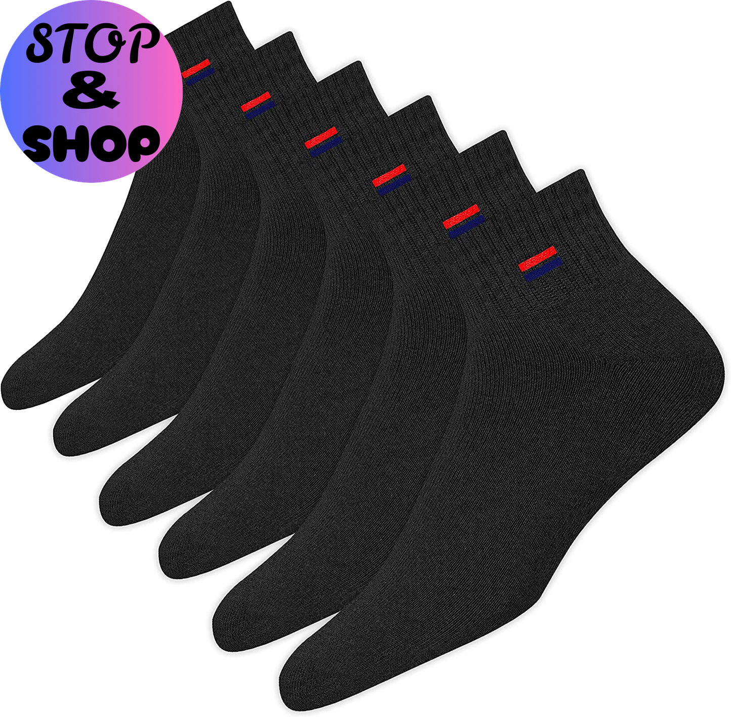 Men'S Cotton Socks Athletic Quarter Socks for Running, Training, Casual Wear Pack of 6