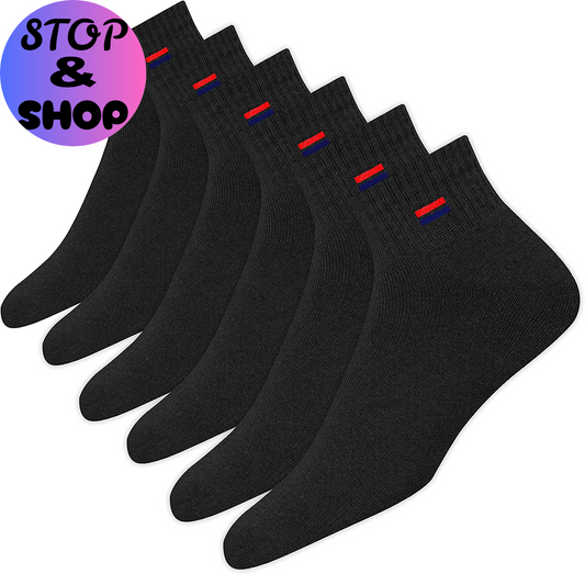 Men'S Cotton Socks Athletic Quarter Socks for Running, Training, Casual Wear Pack of 6