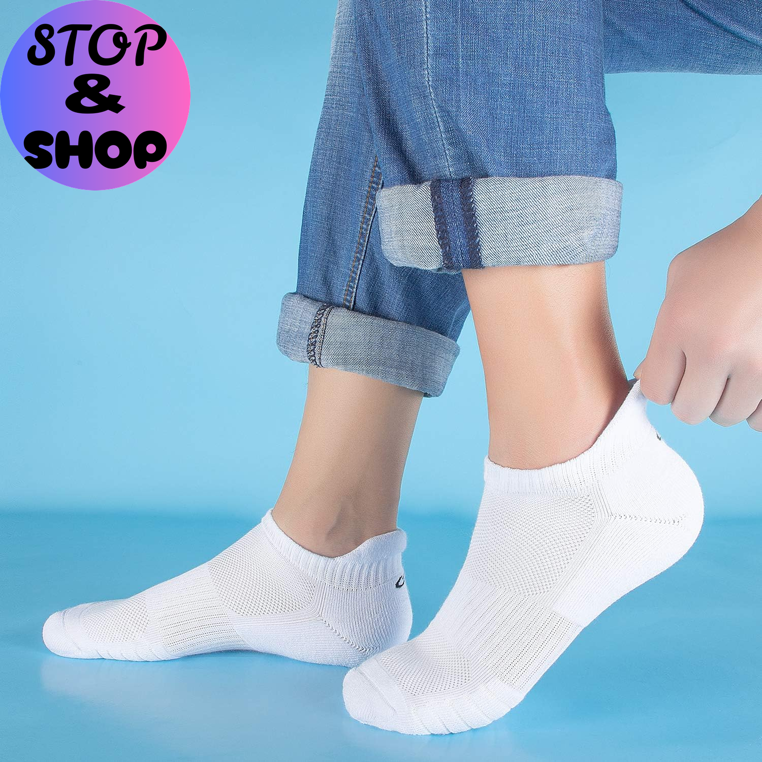 Men Ankle Athletic Running Socks Cushioned Breathable Low Cut Sports Tab Socks Sneaker for Women White Large