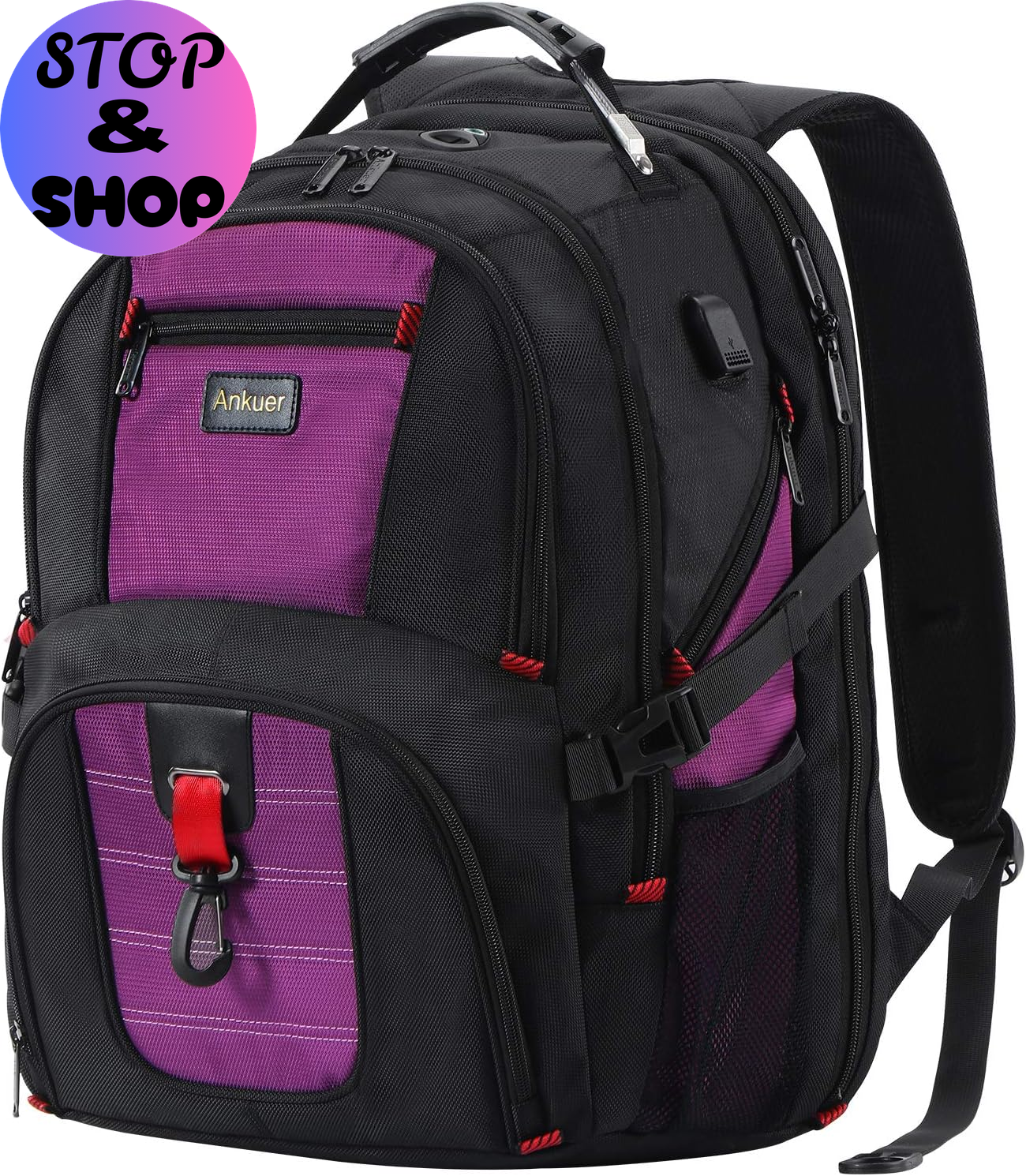 Extra Large Travel Backpack for Men Women: 17 in Laptop Backpacks for School, anti Theft TSA Travel Bag with USB Charging Port, Business Computer Bag (Black)