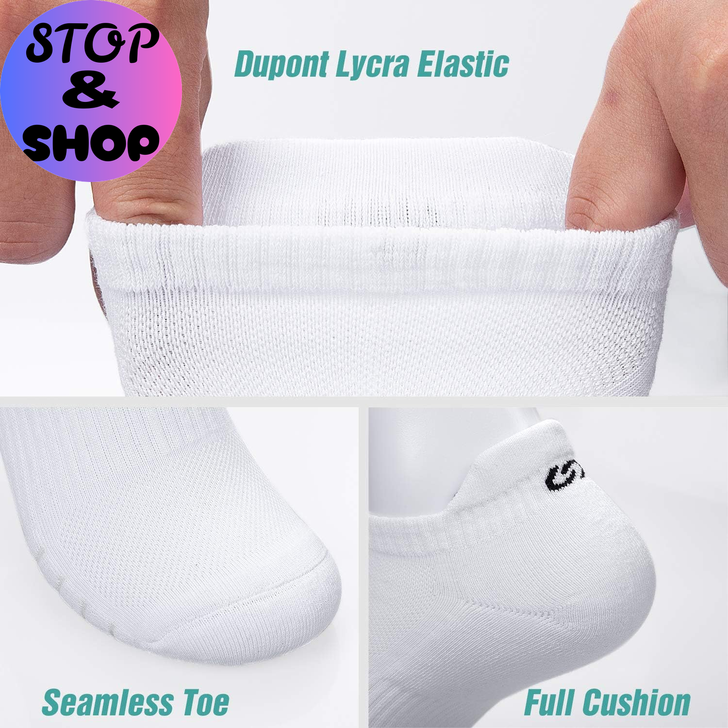 Men Ankle Athletic Running Socks Cushioned Breathable Low Cut Sports Tab Socks Sneaker for Women White Large