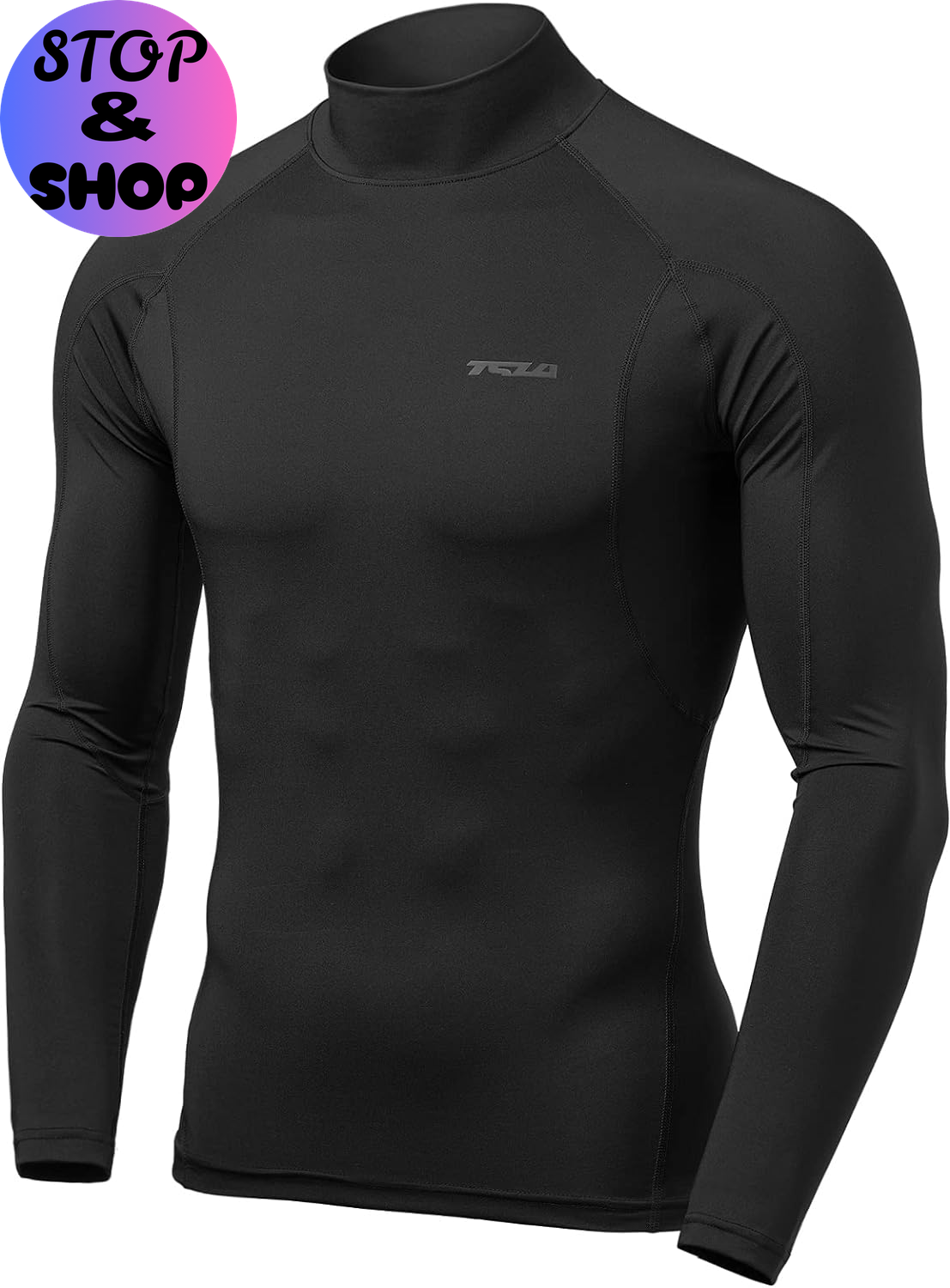 Men'S UPF 50+ Mock Long Sleeve Compression Shirts, Athletic Workout Shirt, Base Layer for Water Sports