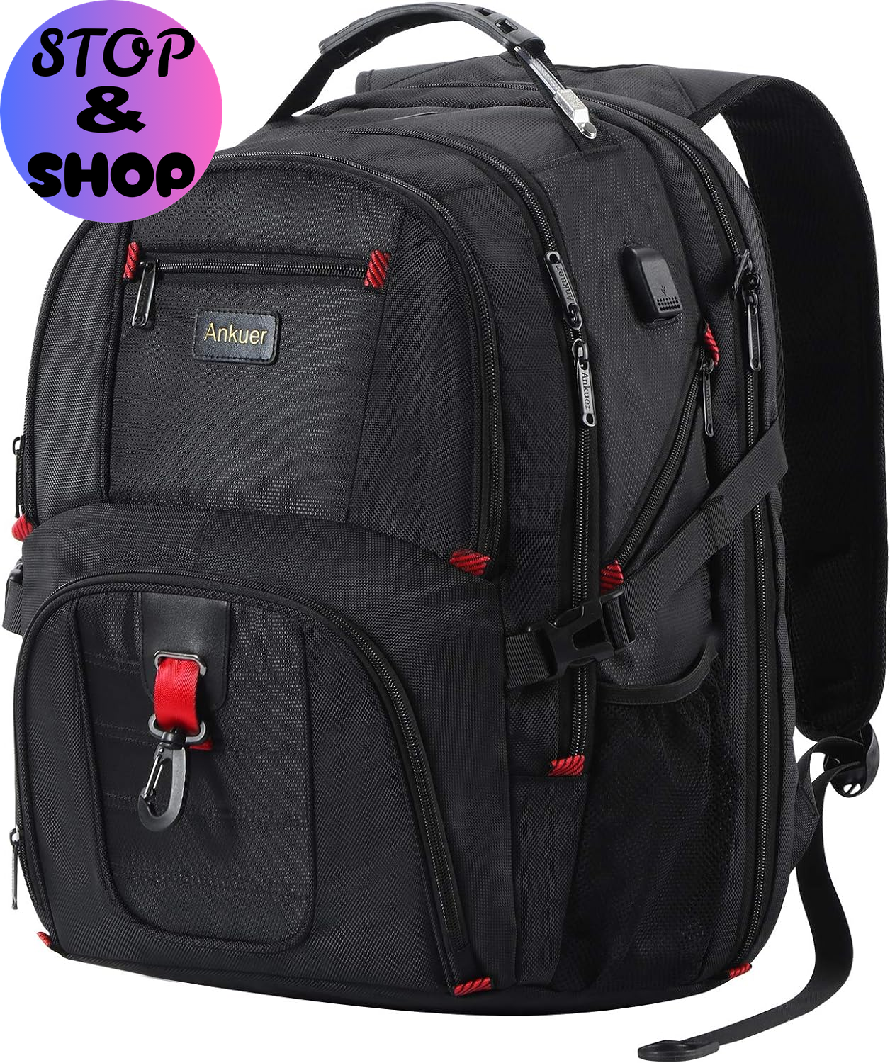 Extra Large Travel Backpack for Men Women: 17 in Laptop Backpacks for School, anti Theft TSA Travel Bag with USB Charging Port, Business Computer Bag (Black)